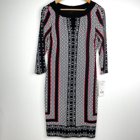 NWT Joseph Ribkoff Black, White & Red Dress 6 - Picture 2 of 14